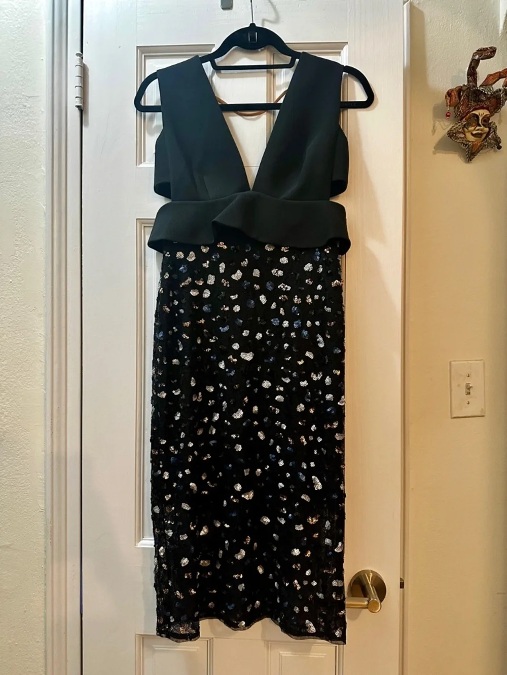 BCBGMaxAzria Rosalina Peplum Sequin Lace Black Formal Party Wedding Prom Dress 2 - Picture 3 of 16